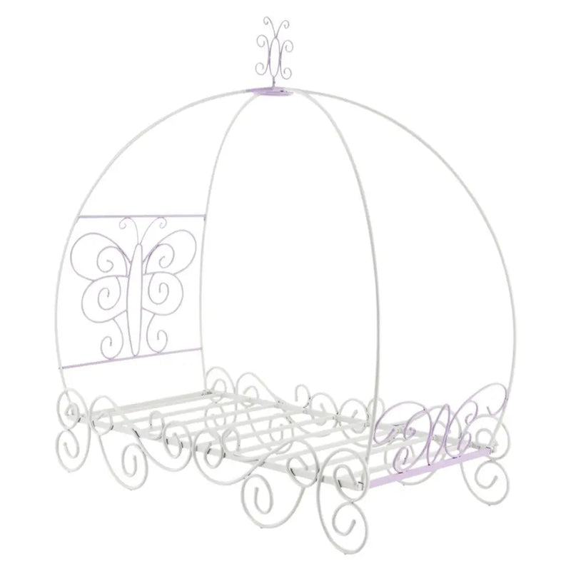 Purple and White Metal Canopy Bed Frame Homeroots Bed & Bath