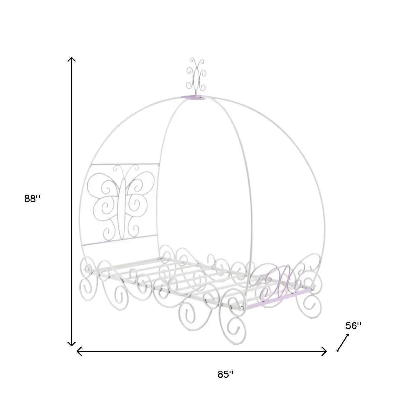 Purple and White Metal Canopy Bed Frame Homeroots Bed & Bath