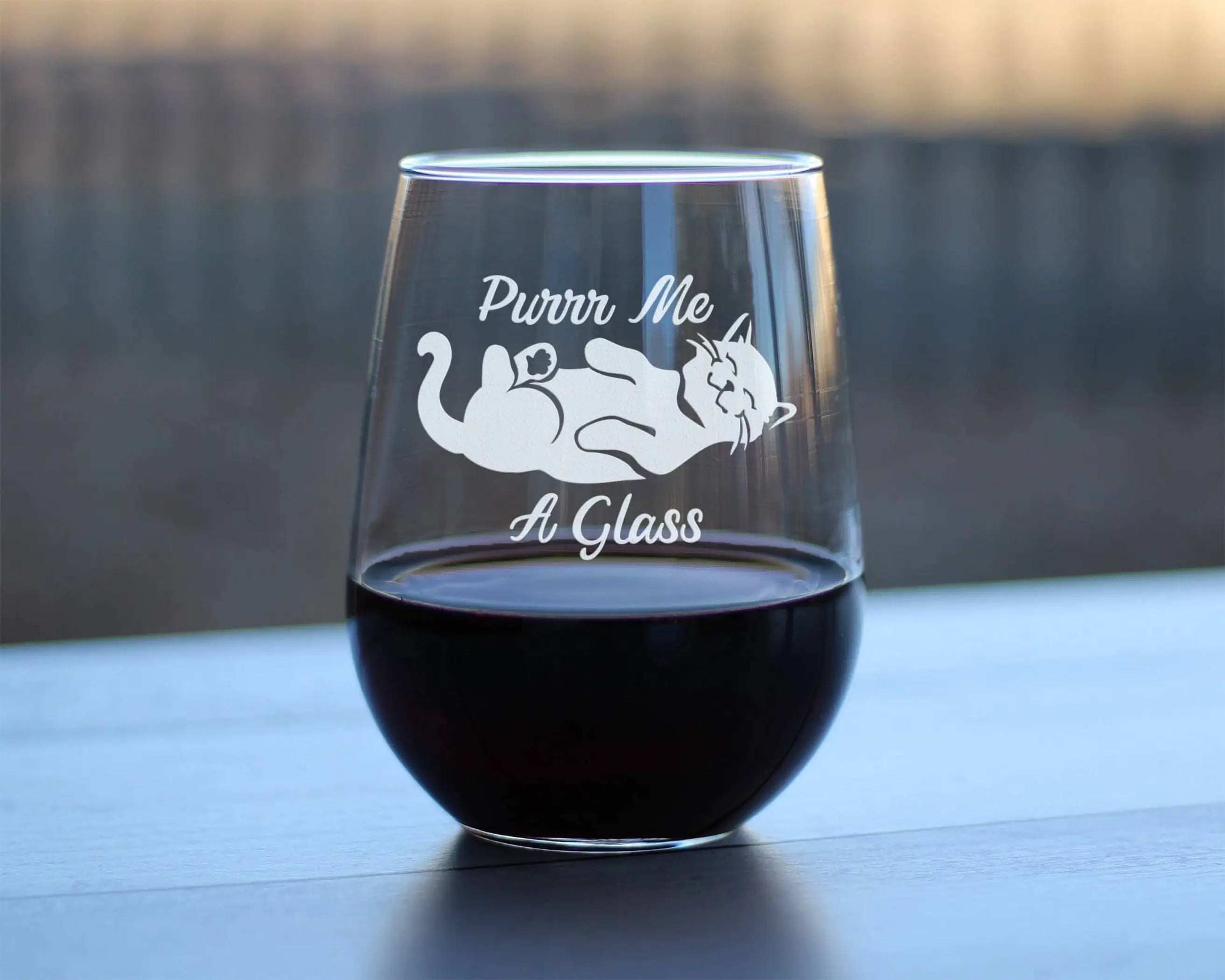 Purr Me A Glass Stemless Wine Glass - Cat Gifts and Decor Bevvee