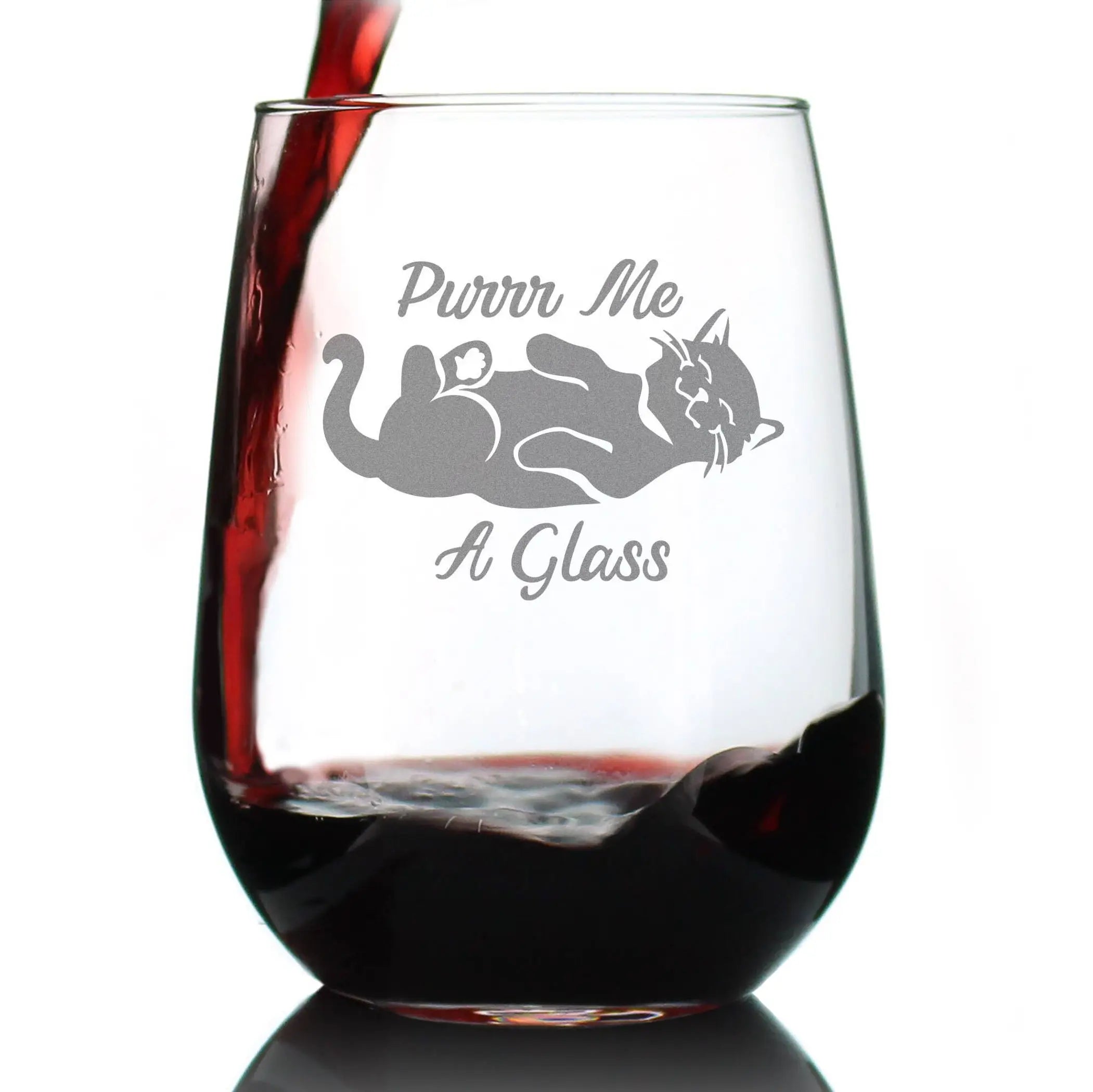 Purr Me A Glass Stemless Wine Glass - Cat Gifts and Decor Bevvee