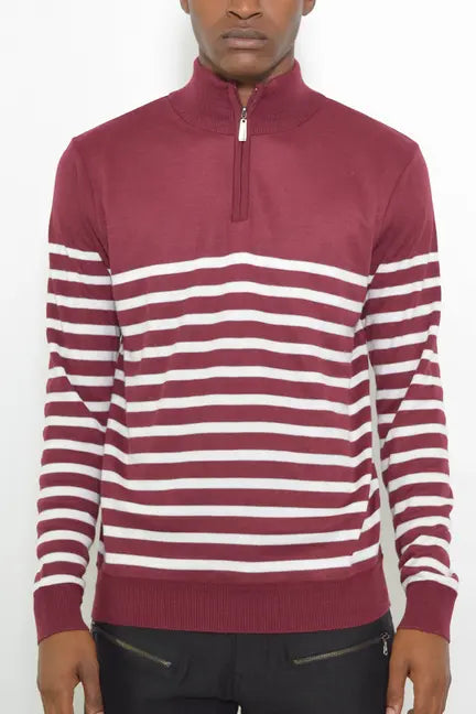 QUARTER ZIP STRIPE PULLOVER WEIV
