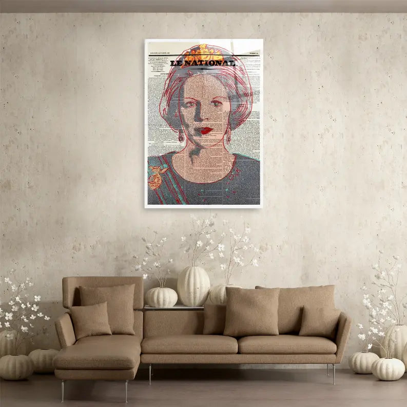 Queen Beatrix Newspaper Glass Wall Art Monique Store