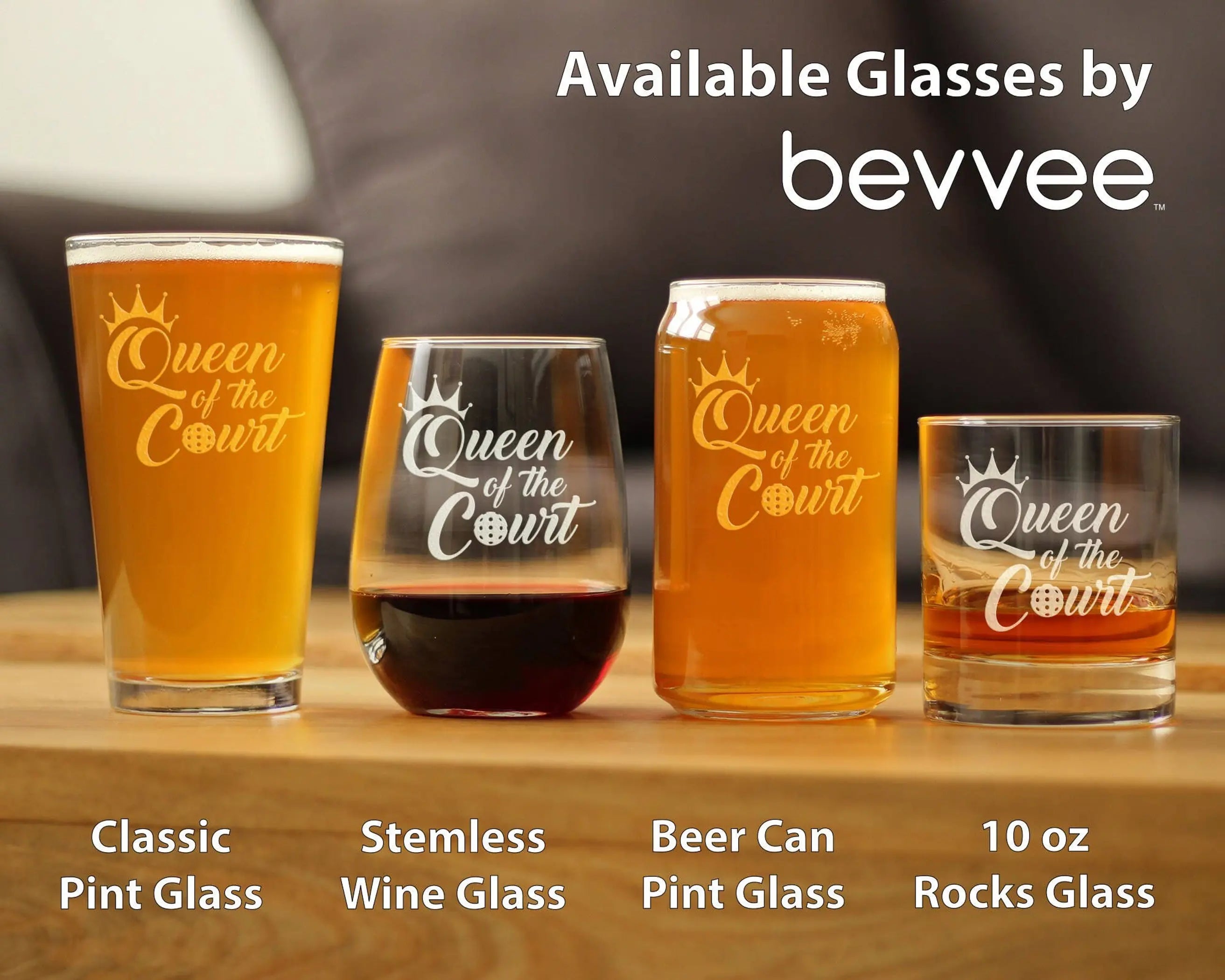 Queen of the Court Whiskey Rocks Glass - Pickleball Gifts Bevvee