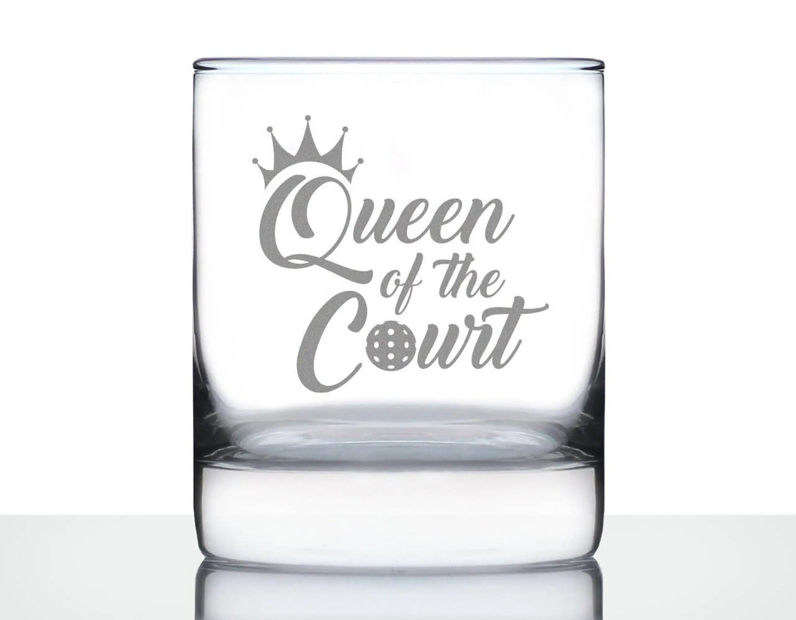 Queen of the Court Whiskey Rocks Glass - Pickleball Gifts Bevvee