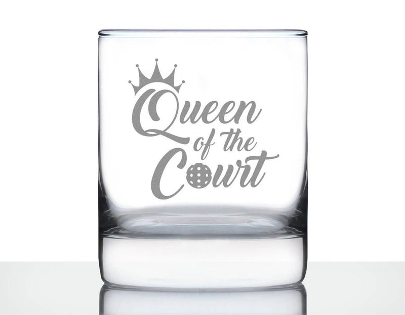 Queen of the Court Whiskey Rocks Glass - Pickleball Gifts Bevvee