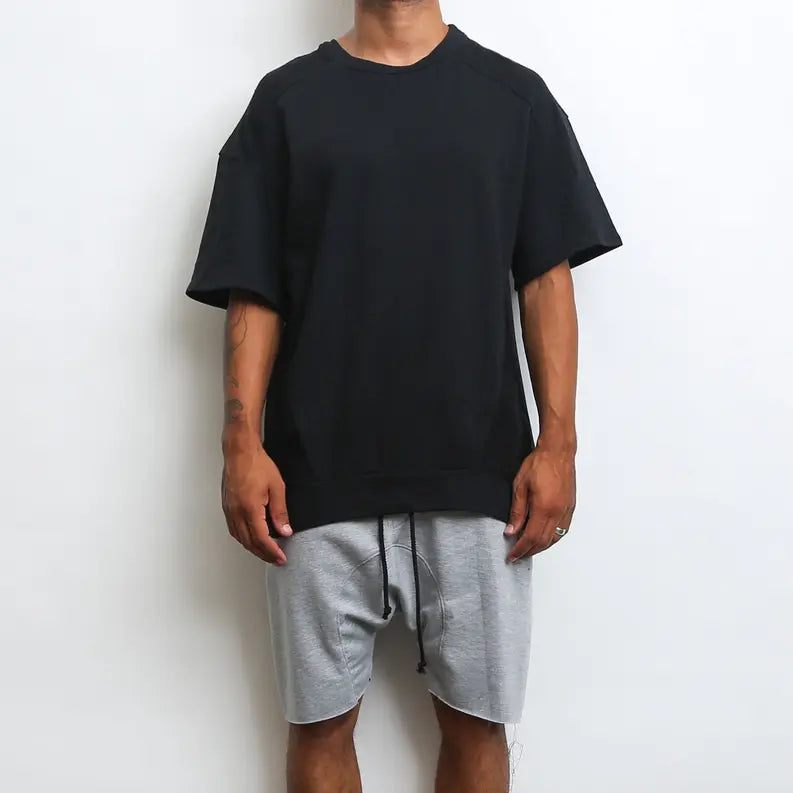 REVERSE FRENCH TERRY TEE- BLACK WEIV
