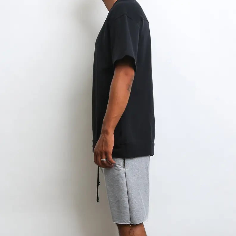 REVERSE FRENCH TERRY TEE- BLACK WEIV