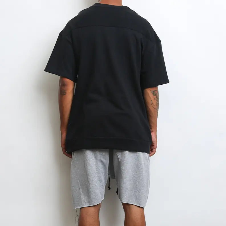 REVERSE FRENCH TERRY TEE- BLACK WEIV