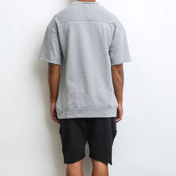 REVERSE FRENCH TERRY TEE- GREY WEIV