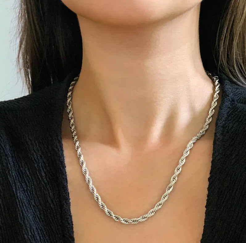 RONNIE SILVER ROPE CHAIN NECKLACE Mai Desiree
