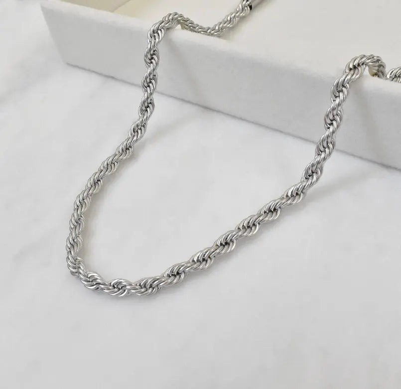 RONNIE SILVER ROPE CHAIN NECKLACE Mai Desiree