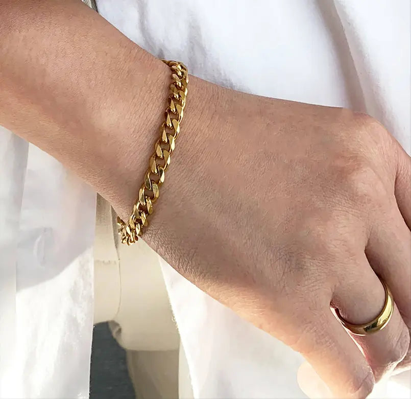 ROSLYN GOLD CURB CHAIN BRACELET Mai Desiree