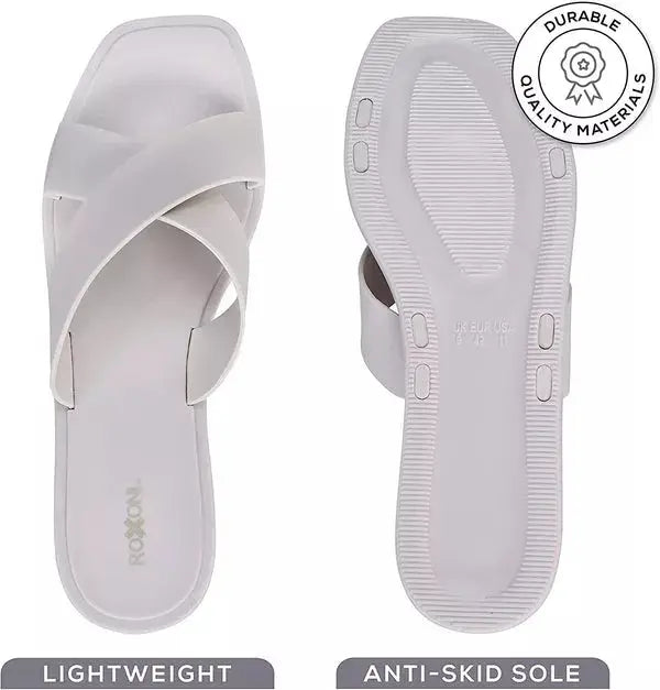 ROXONI Women Slippers Shower Pool Sandals Criss Cross Bathroom Quick Drying Slippers Roxoni
