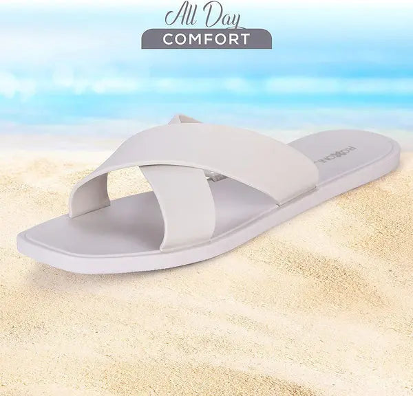 ROXONI Women Slippers Shower Pool Sandals Criss Cross Bathroom Quick Drying Slippers Roxoni
