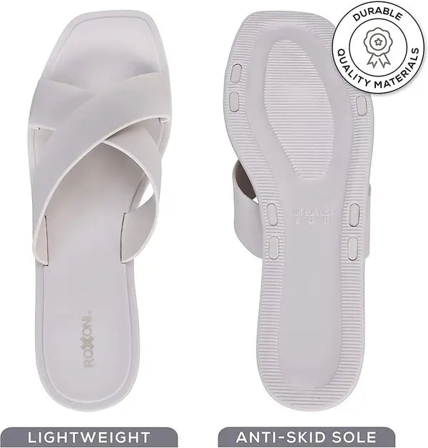 ROXONI Women Slippers Shower Pool Sandals Criss Cross Bathroom Quick Drying Slippers Roxoni