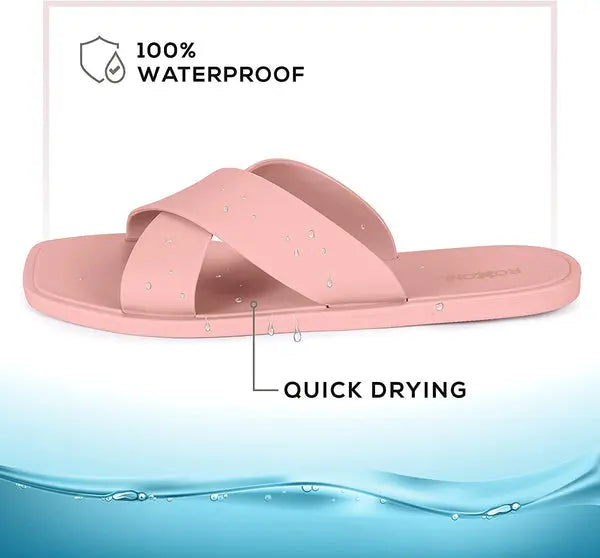 ROXONI Women Slippers Shower Pool Sandals Criss Cross Bathroom Quick Drying Slippers Roxoni