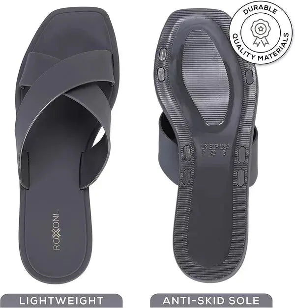 ROXONI Women Slippers Shower Pool Sandals Criss Cross Bathroom Quick Drying Slippers Roxoni