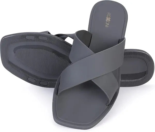 ROXONI Women Slippers Shower Pool Sandals Criss Cross Bathroom Quick Drying Slippers Roxoni