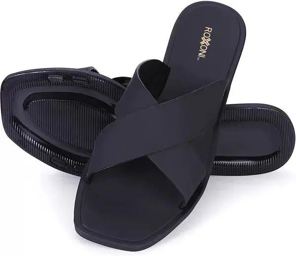 ROXONI Women Slippers Shower Pool Sandals Criss Cross Bathroom Quick Drying Slippers Roxoni