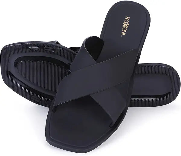 ROXONI Women Slippers Shower Pool Sandals Criss Cross Bathroom Quick Drying Slippers Roxoni