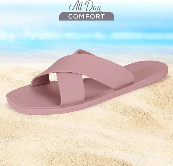 ROXONI Women Slippers Shower Pool Sandals Criss Cross Bathroom Quick Drying Slippers Roxoni