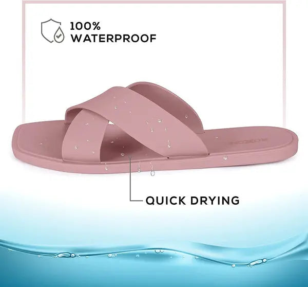 ROXONI Women Slippers Shower Pool Sandals Criss Cross Bathroom Quick Drying Slippers Roxoni
