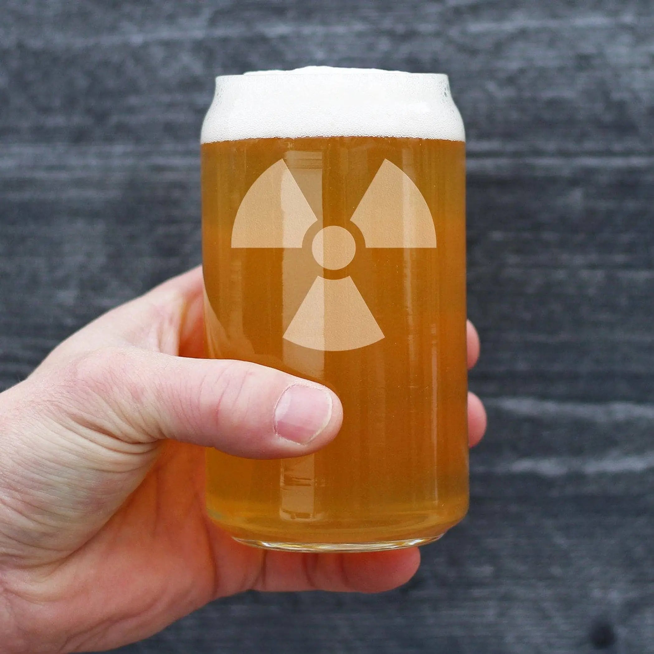 Radiation Symbol Beer Can Pint Glass - Radiologists Gifts Bevvee