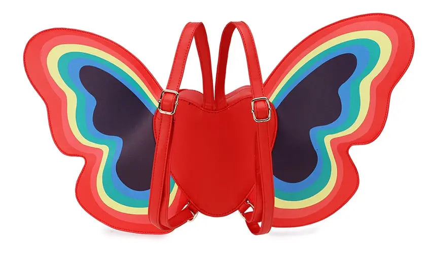Rainbow Butterfly Wings Heart Backpack Cocus Pocus