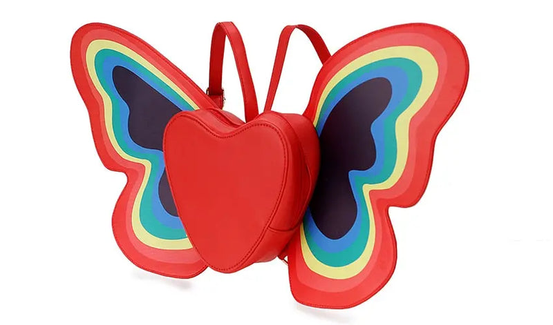 Rainbow Butterfly Wings Heart Backpack Cocus Pocus