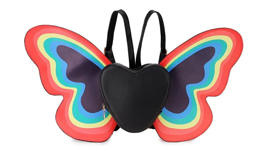 Rainbow Butterfly Wings Heart Backpack Cocus Pocus
