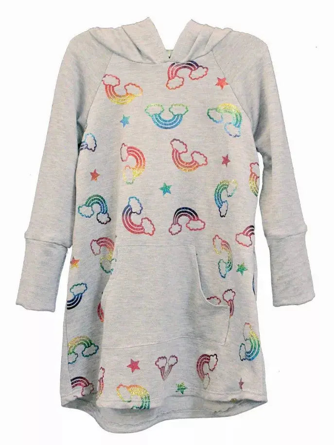 Rainbow Foil Hoodie Dress Little Mass