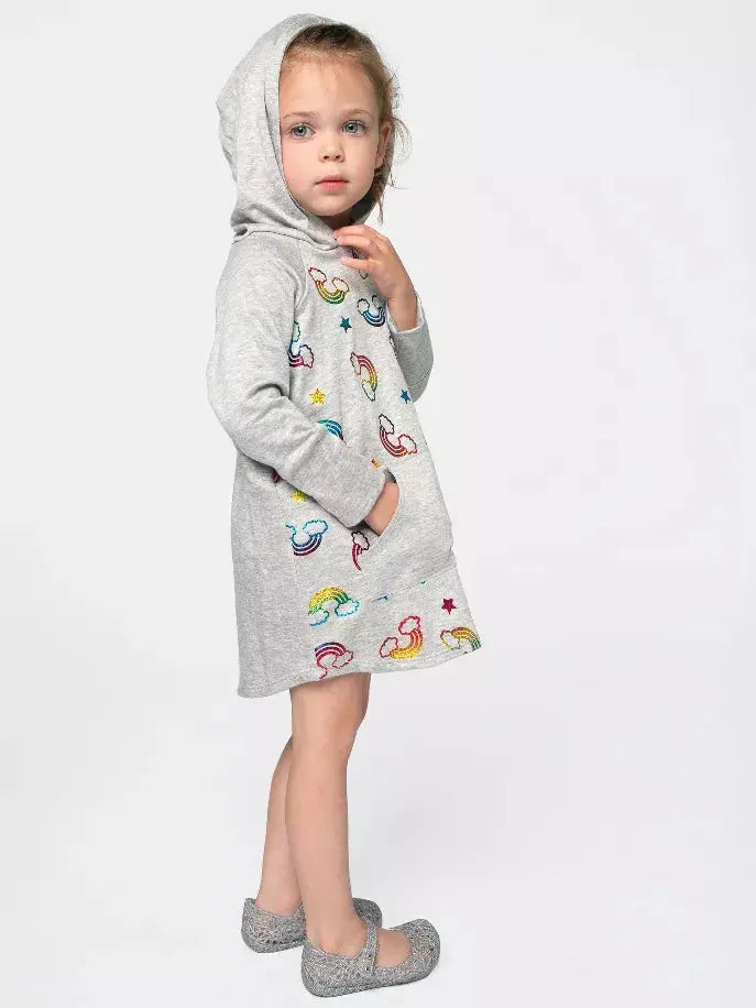 Rainbow Foil Hoodie Dress Little Mass