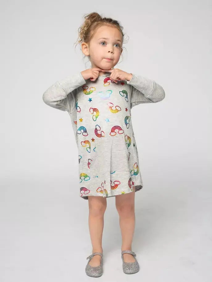 Rainbow Foil Hoodie Dress Little Mass