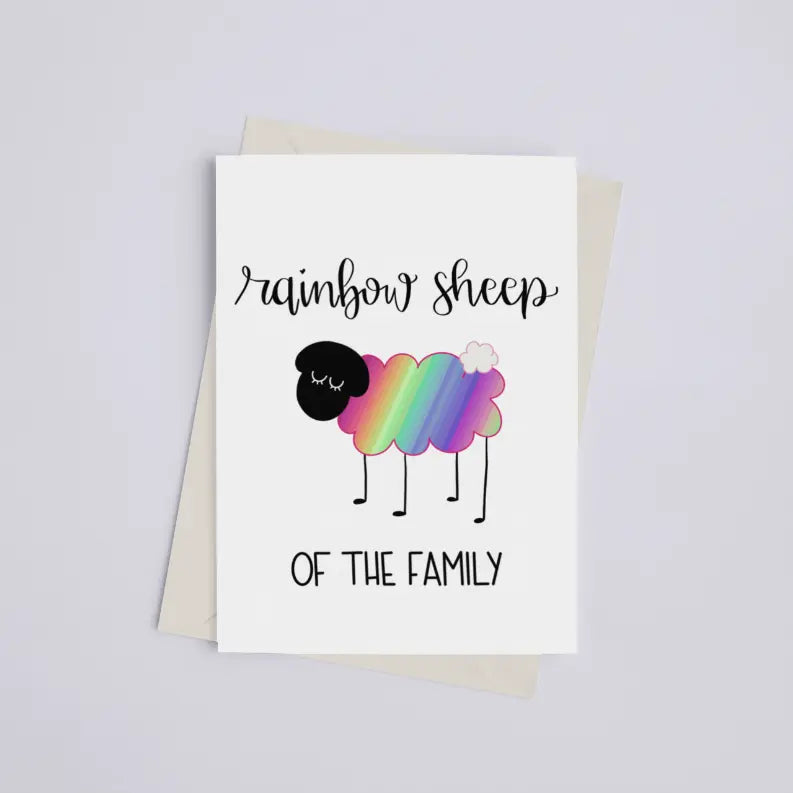 Rainbow Sheep of the Family - Greeting Card Black Cat Bazaar