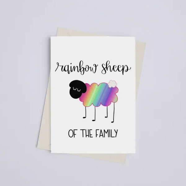 Rainbow Sheep of the Family - Greeting Card Black Cat Bazaar