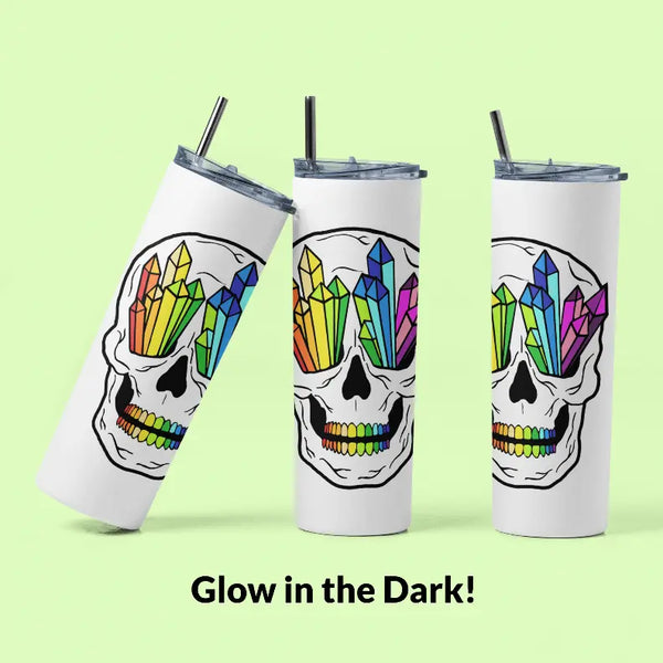 Rainbow Skull Tumbler (Glow in the Dark) Black Cat Bazaar