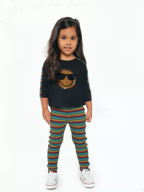 Rainbow Stripe Leggings Ft Love Side Trim Little Mass