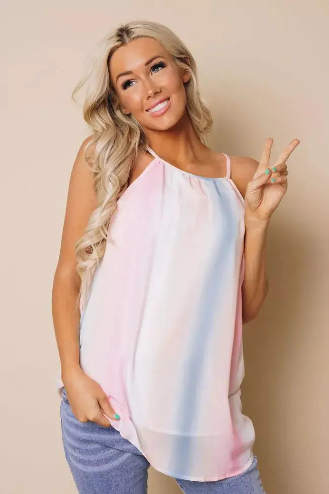 Rainbow Tie Dye Halter Top Stay Warm in Style