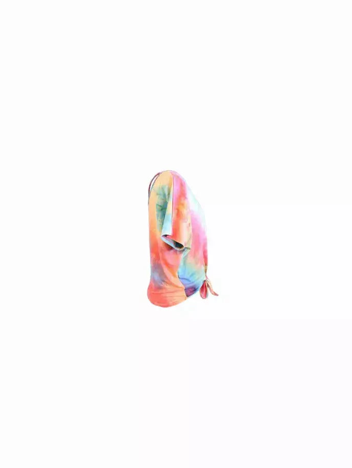 Rainbow Tie Dye Top with Tie Front Tru Luv