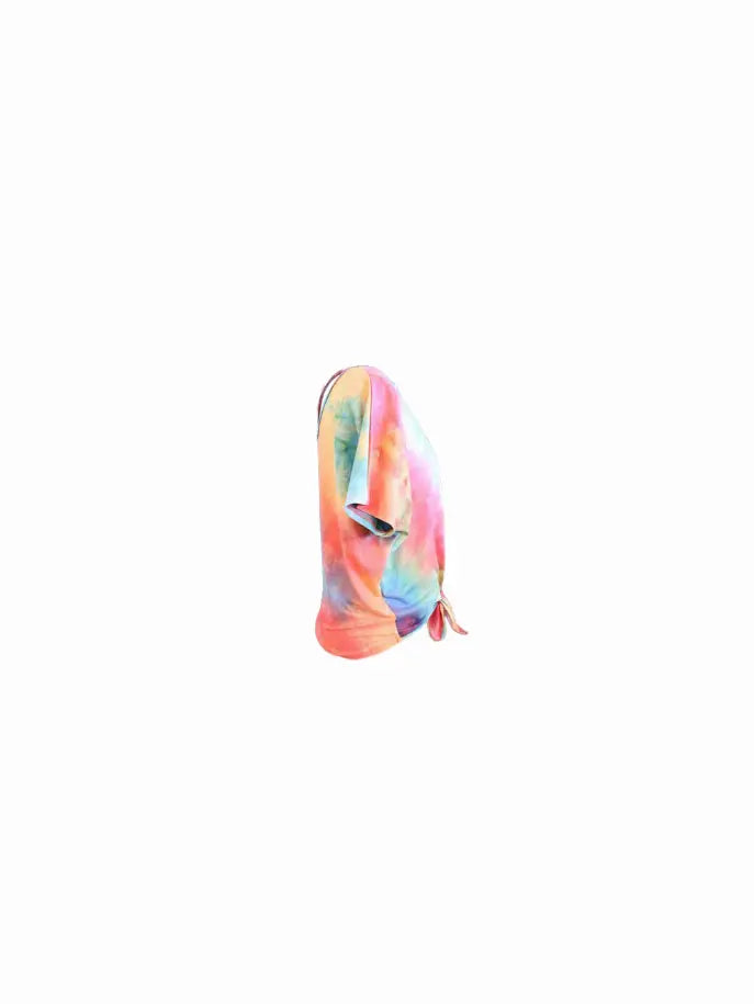 Rainbow Tie Dye Top with Tie Front Tru Luv