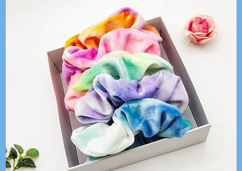 Rainbow VELVET Texture Scrunchies Pawsome Pet