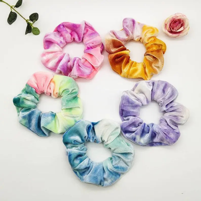 Rainbow VELVET Texture Scrunchies Pawsome Pet