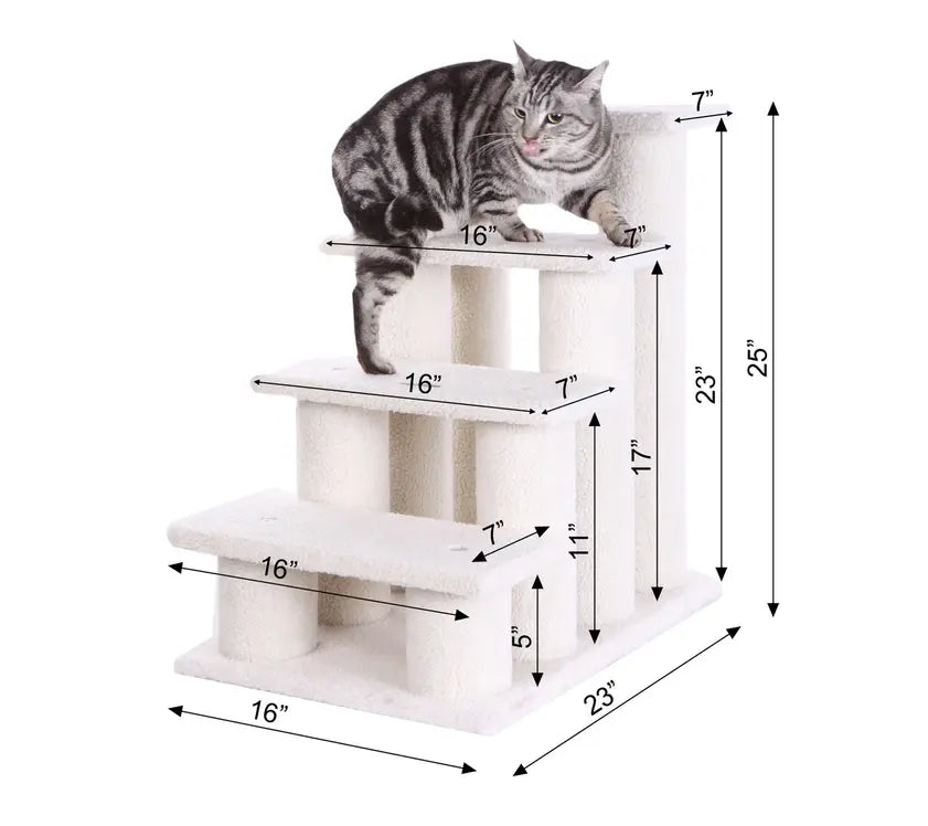 Real Wood 4 Steps Ramp For Dogs, Cats, Cat Step Stairs Ramp AeroMark