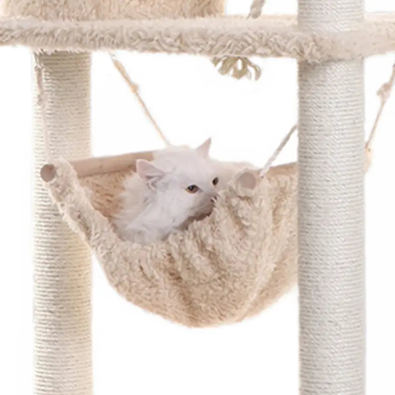 Real Wood 70" Cat Furniture,Ultra thick Faux Fur Cat Condo AeroMark