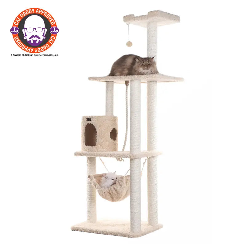 Real Wood 70" Cat Furniture,Ultra thick Faux Fur Cat Condo AeroMark