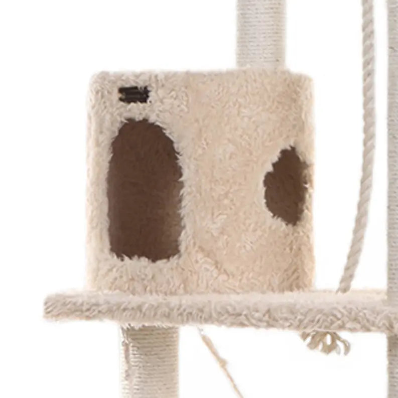 Real Wood 70" Cat Furniture,Ultra thick Faux Fur Cat Condo AeroMark