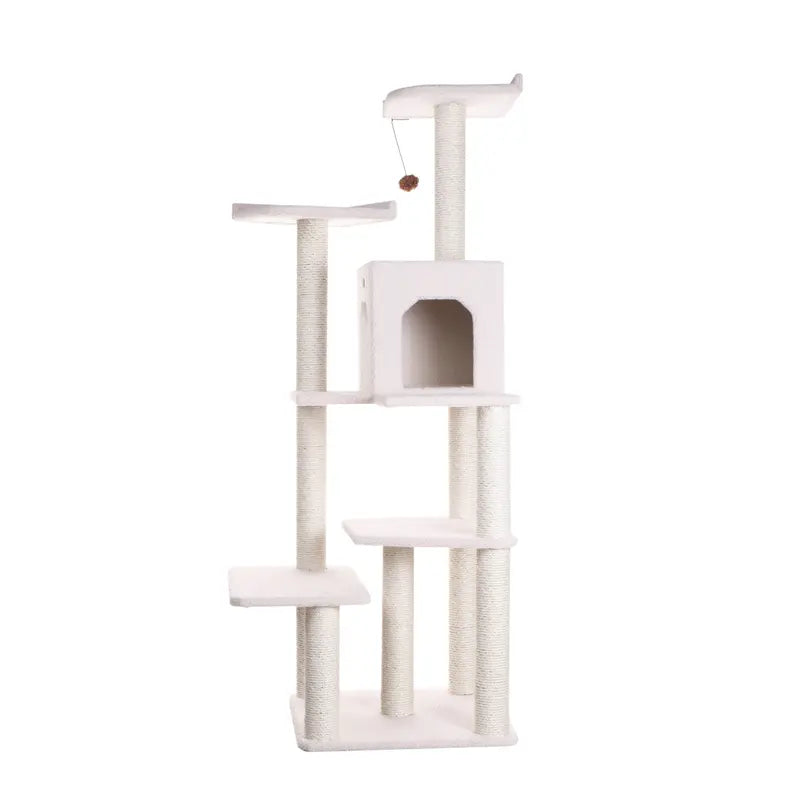Real Wood B6802 Classic Cat Tree In Ivory 6 Levels Condo AeroMark