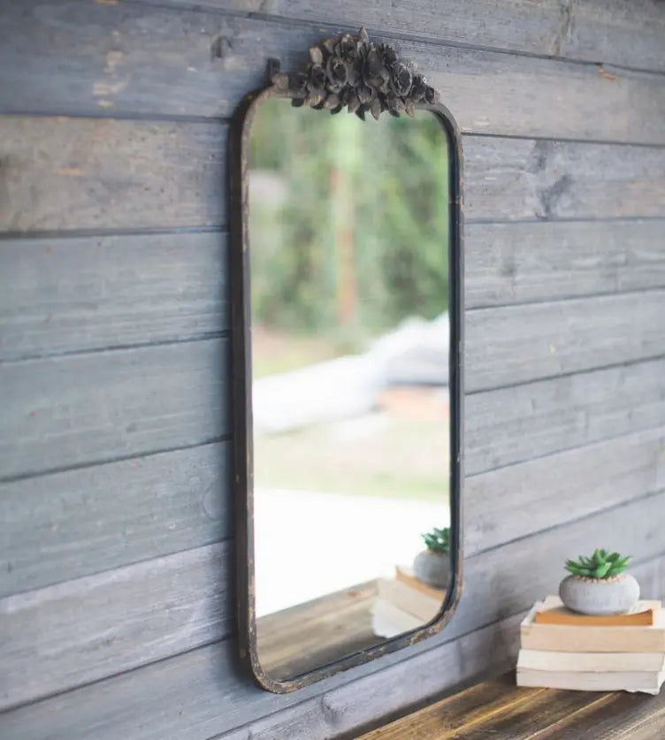 Rectangle Metal Mirror With Flower Details Kalalou
