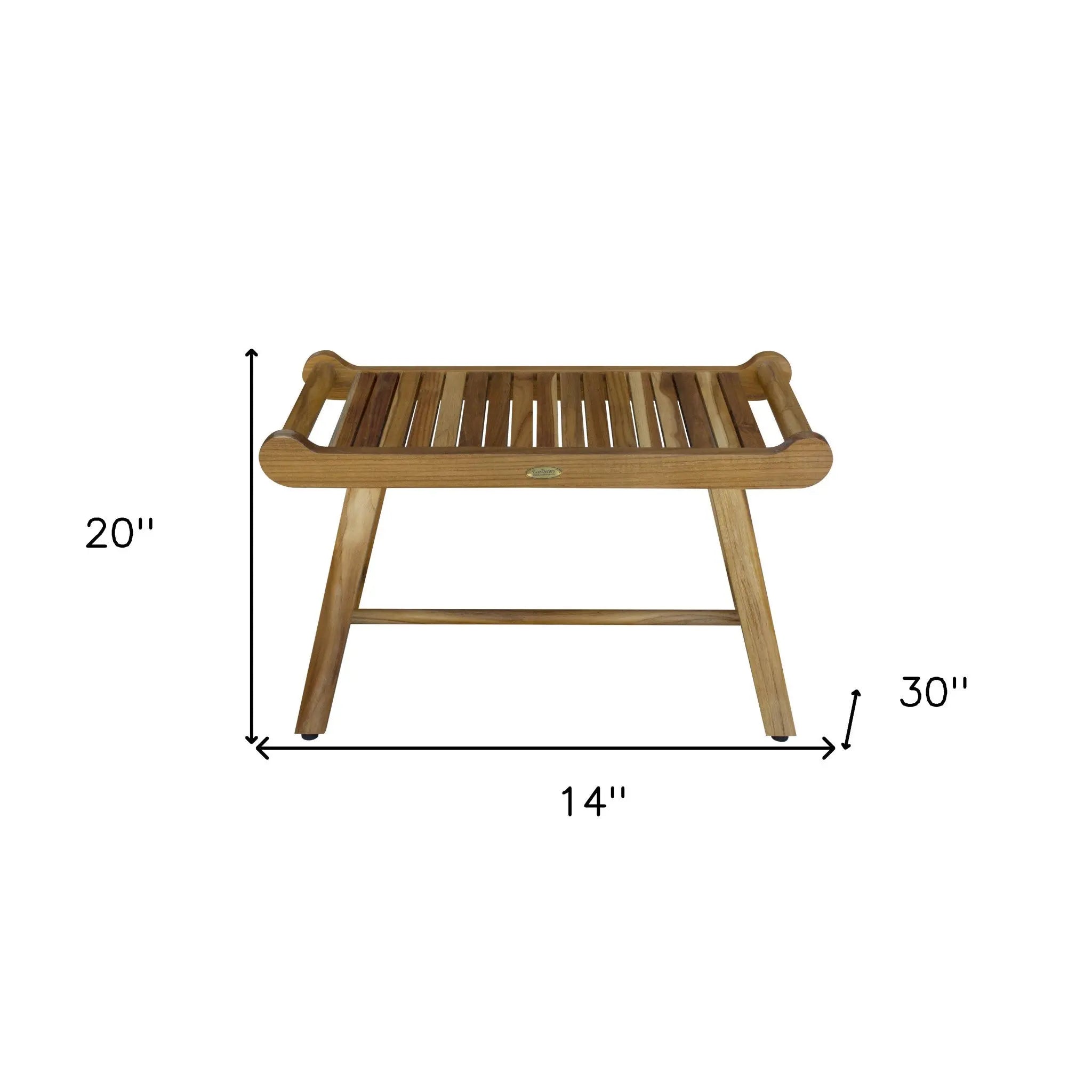 Rectangular Teak Shower Bench With Handles In Natural Finish Homeroots Bed & Bath