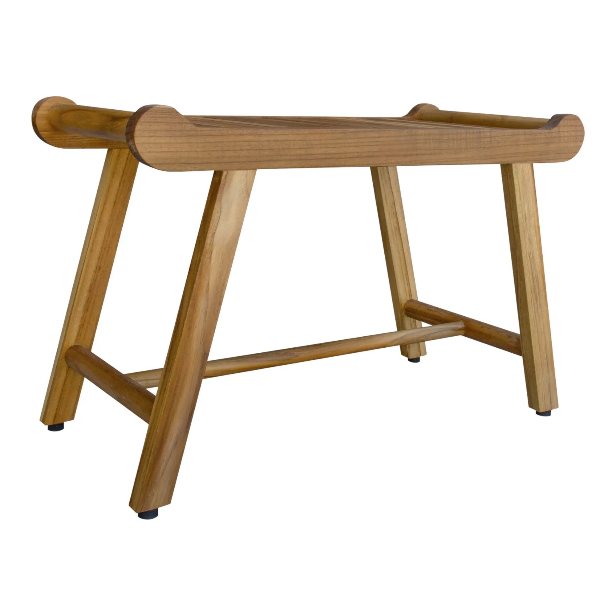 Rectangular Teak Shower Bench With Handles In Natural Finish Homeroots Bed & Bath
